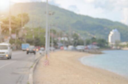 Blurred beach road abstract background.Transport concept.の写真素材