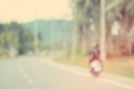 Blur country road traffic abstract background.Retro color style.の写真素材