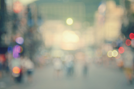 Blur people walking on street abstract background.Retro color style.の写真素材