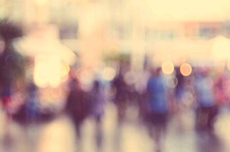 Blur people walking in shopping center mall abstract background.Retro color style.の写真素材