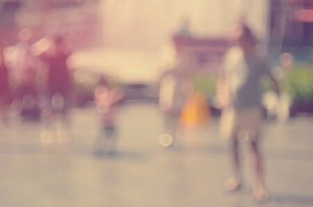 Blur people shopping in super center mall abstract background.Retro color style.の写真素材