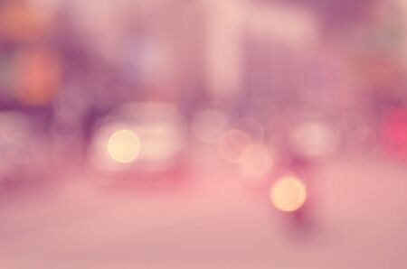 Blur traffic bokeh road abstract background.Retro color style.の写真素材