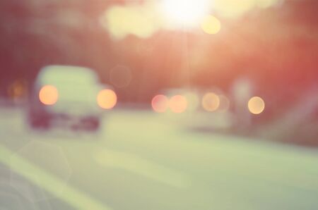 Blur traffic bokeh road abstract background.Retro color style.