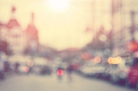 Blur traffic road abstract background.Retro color style.の写真素材