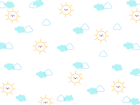 Sun and cloud hand drawing pattern background.の写真素材