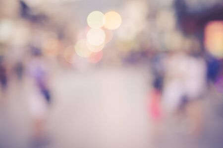 Blur people walking in shopping center mall abstract background.Retro color style.