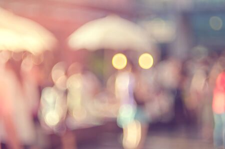 Blur people walking in shopping center mall abstract background.Retro color style.の写真素材