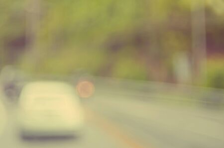 Blur traffic country road with bokeh green nature abstract background. Travel concept.の写真素材