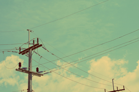 Electric pole. Retro color style.の写真素材
