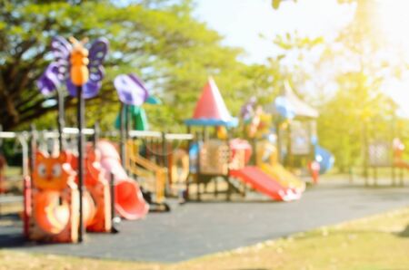 Blur playground in nature green park abstract background.の写真素材