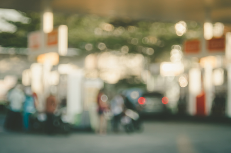 Blur people in gas station. Business and energy concept. Retro color style.の写真素材