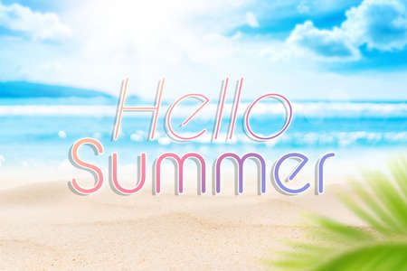 Summer vacation and nature travel adventure concept. Tropical palm tree with colorful bokeh sun light on sunset sky cloud abstract background. Vintage tone filter effect color style.の写真素材