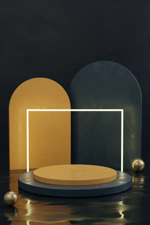 3d podium with copy space for product display presentation. Graphic art design.の写真素材