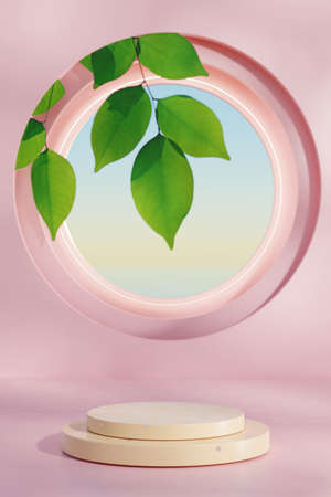 3d podium with copy space for product display presentation. Graphic render art design.