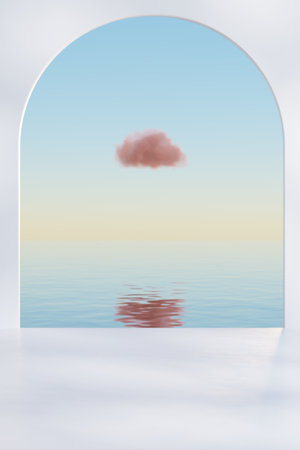 3d podium with copy space for product display presentation. Tropical summer and vacation concept....