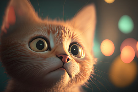 Close up cute cat on bokeh background. Generative AIの写真素材