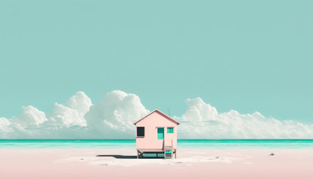 Pastel colors of tropical beach drawing background. Summer holiday and travel vacation concept. Generative AIの写真素材