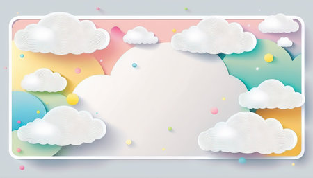 Copy space of pastel clouds frame abstract background. Generative AI