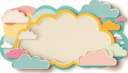 Copy space of pastel clouds frame abstract background. Generative AIの写真素材