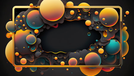 Copy space of colorful frame on black abstract background. Generative AI