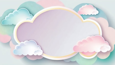 Copy space of pastel clouds frame abstract background. Generative AI