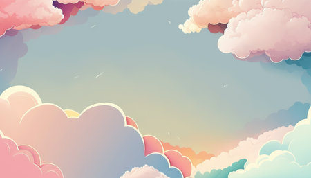 Copy space of pastel clouds frame abstract background. Generative AIの写真素材
