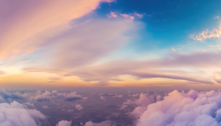 Aerial view of sunset sky abstract background. Generative ai.の素材