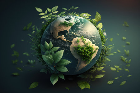 Earth day concept. World with nature abstract background. Generative aiの素材