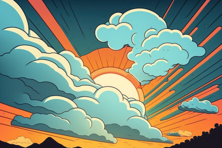 Pastel cloudscape abstract background. Cartoon drawing graphic design. Generative aiの素材