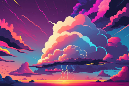 Pastel cloudscape abstract background. Cartoon drawing graphic design. Generative aiの素材