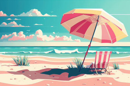 Tropical beach abstract background. Graphic art design illustration. Generative aiの素材