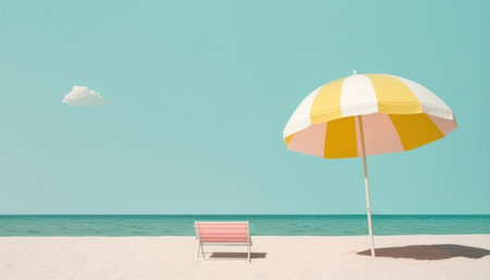 Pastel colors of tropical beach drawing background. Summer holiday and travel vacation concept. Generative AIの素材