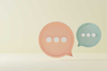 Chat icon on pastel abstract background. Communication and social concept.