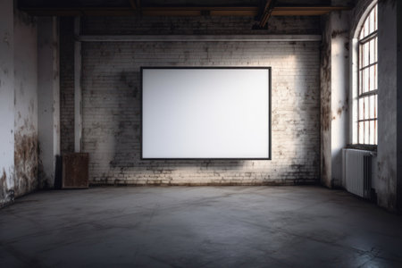 Copy space of white frame on stone wall abstract background. Generative aiの素材