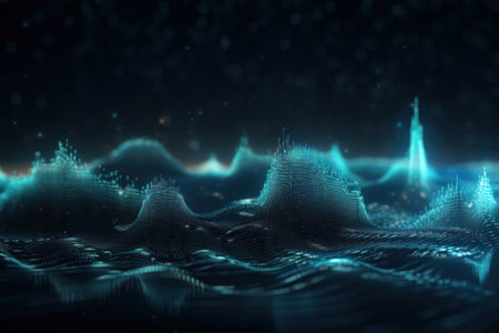 Technology abstract background. Digital line dot and colorful bokeh. Graphic art design. Generative aiの素材