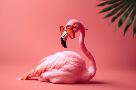Flamingo and summer concept. Travel vacation and lifestyle. Generative aiの素材