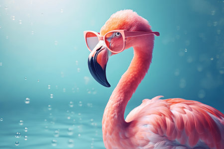Flamingo and summer concept. Travel vacation and lifestyle. Generative aiの素材