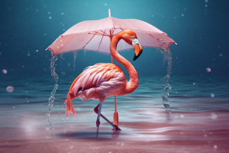 Flamingo and summer concept. Travel vacation and lifestyle. Generative aiの素材