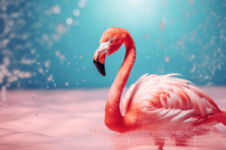 Flamingo and summer concept. Travel vacation and lifestyle. Generative aiの素材