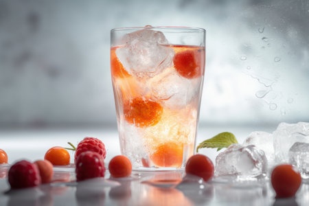 Fresh fruits drink on table with light from window abstract background. Drink and healthy concept. Generative aiの素材