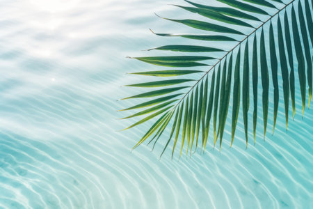 Summer background. Palm leaves on wave beach abstract. Generative ai.の素材