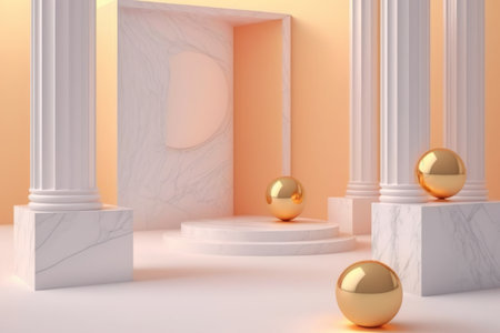 3d marble luxury podium abstract background. Copy space product presentation. Generative ai.の素材