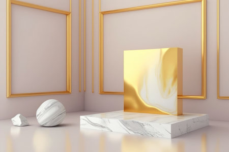3d marble luxury podium abstract background. Copy space product presentation. Generative ai.の素材