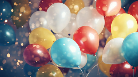 Balloon and celebration concept abstract background. Generative ai.の素材