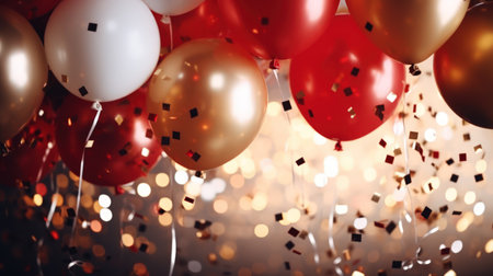 Balloon and celebration concept abstract background. Generative ai.の素材