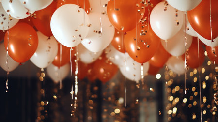 Balloon and celebration concept abstract background. Generative ai.の素材