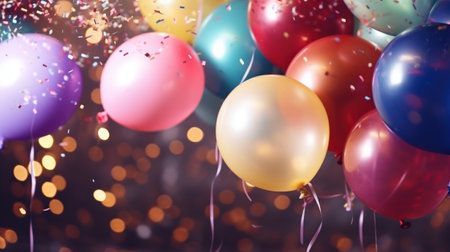 Balloon and celebration concept abstract background. Generative ai.の素材