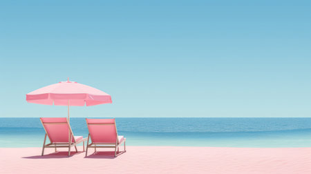 Drawing retro tropical beach summer abstract background. Graphic illustration design. Generative ai.の素材