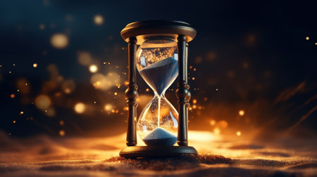 Sand hourglass flowing abstract background. Generative ai.の素材
