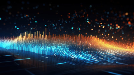 Technology abstract background. Digital line dot and colorful bokeh. Graphic art design. Generative aiの素材